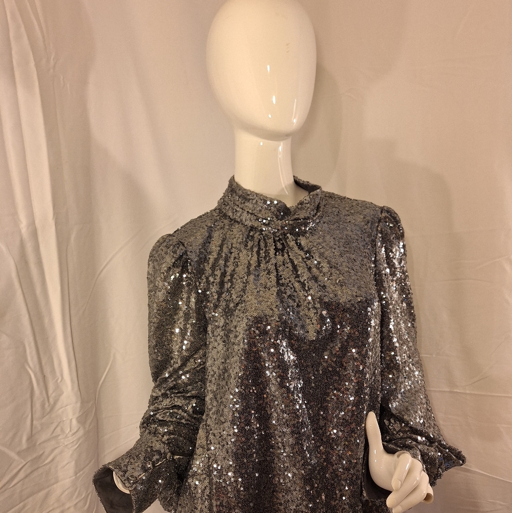 Sunday in Brooklyn Silver Sequin Top